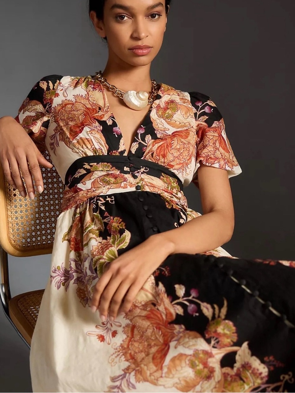 Anthropologie Cream and Black Floral Maxi Dress - Picture 8 of 15